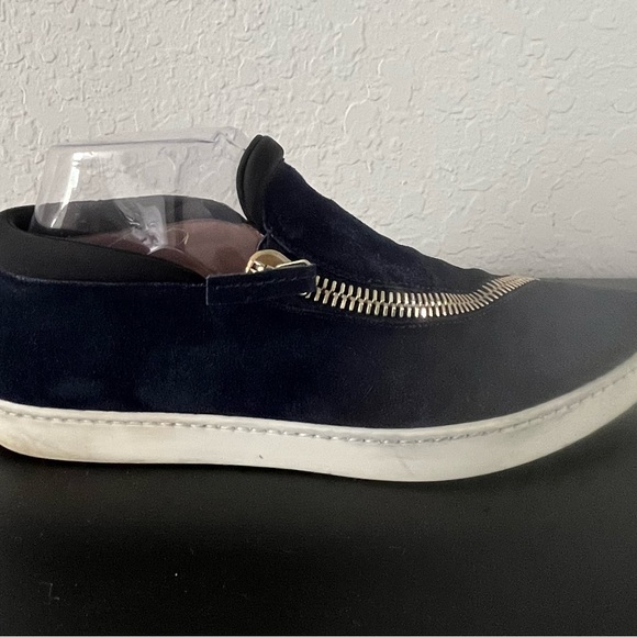 Furla Spy Zip Up Suede Pointed Toe Sneakers Navy Blue Size 38.5 / 8 - Picture 7 of 8